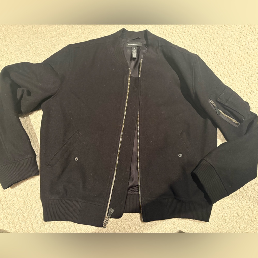 Club Monaco Black Bomber Jacket